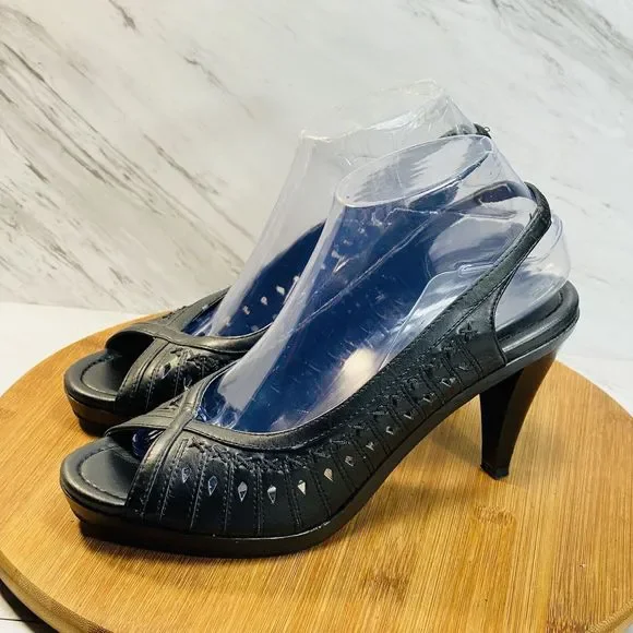 Fioni Sandals Black Women’s Size 4”Heels Slingback